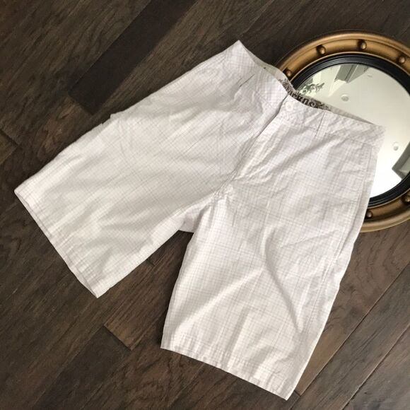 Micros 31 Waist Casual Grid Board Shorts Flat Front Check 11" Vacation Summer - Picture 1 of 7